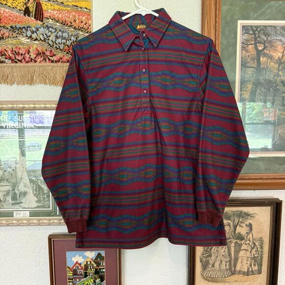 Vintage 90s RARE REI Fleece Sweater Adult Size‎ Small 1/4 Snap Tribal Aztec USA